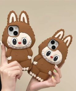 Hinlucky 3D Labubu Bunny iPhone Case – Soft Silicone Shockproof Cover