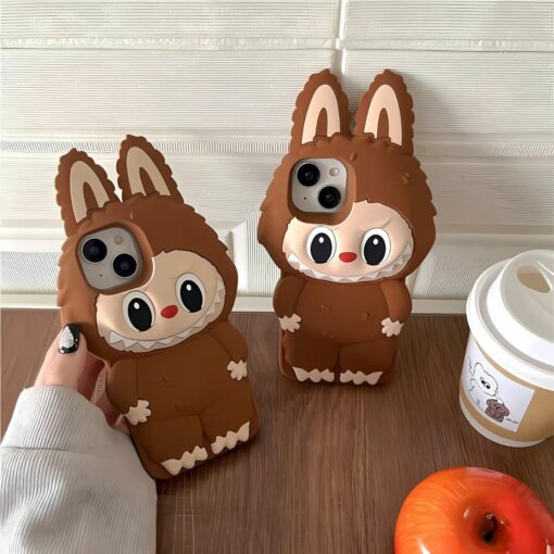 Hinlucky 3D Labubu Bunny iPhone Case – Soft Silicone Shockproof Cover