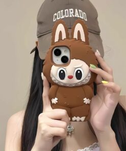 Hinlucky 3D Labubu Bunny iPhone Case – Soft Silicone Shockproof Cover