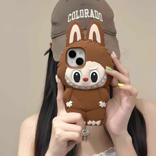 Hinlucky 3D Labubu Bunny iPhone Case – Soft Silicone Shockproof Cover