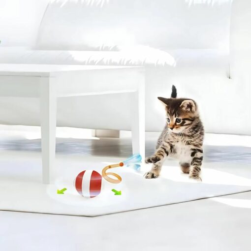 Interactive Cat Toys – 3rd Gen Motion-Activated Moving Cat Ball with Elastic Tail for Indoor Cats & Kittens