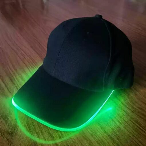 LED Light Up Baseball Cap – Fashionable, Rechargeable, Programmable, Embroidered Cotton Hat with Adjustable Fit for Men for Parties, and Night Safety – Black Hat – Articuno