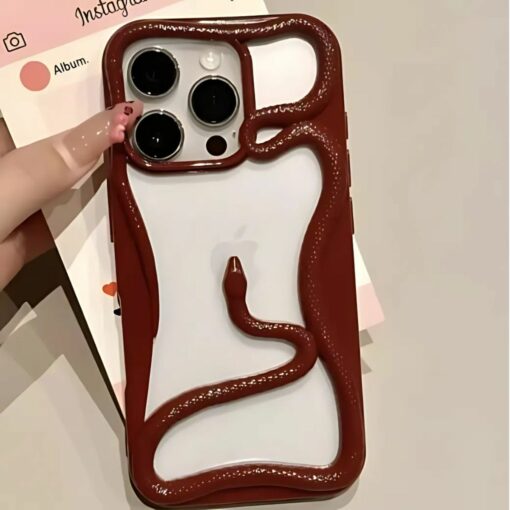 Luxury High-Grade Electroplated Snake Fashion Hollow Shell for iPhone 16 Pro Max, 15-11 Business Style Holster, Effective Protection Mobile Phone Case – Shiny gold, iPhone 11