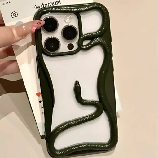 Luxury High-Grade Electroplated Snake Fashion Hollow Shell for iPhone 16 Pro Max, 15-11 Business Style Holster, Effective Protection Mobile Phone Case – Shiny gold, iPhone 11