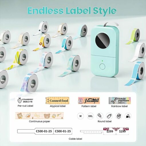 Mini Bluetooth Label Printer – Portable Thermal Label Maker for Home & Office Organization