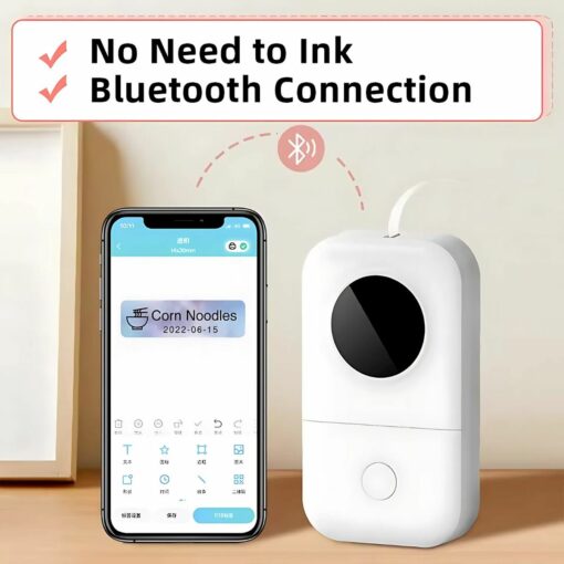 Mini Bluetooth Label Printer – Portable Thermal Label Maker for Home & Office Organization