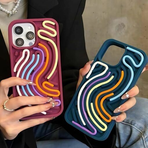 Personalized DIY Puzzle Phone Case – Creative Stress Relief & Decompression Cover for iPhone 12, 13, 14, 15, 16 Pro Max – Teal Green curved twist version shell, iPhone 16
