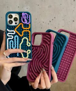 Personalized DIY Puzzle Phone Case – Creative Stress Relief & Decompression Cover for iPhone 12, 13, 14, 15, 16 Pro Max – Teal Green curved twist version shell, iPhone 16