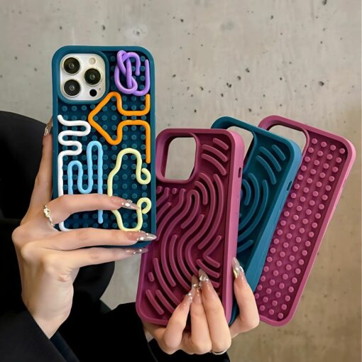 Personalized DIY Puzzle Phone Case – Creative Stress Relief & Decompression Cover for iPhone 12, 13, 14, 15, 16 Pro Max – Teal Green curved twist version shell, iPhone 16