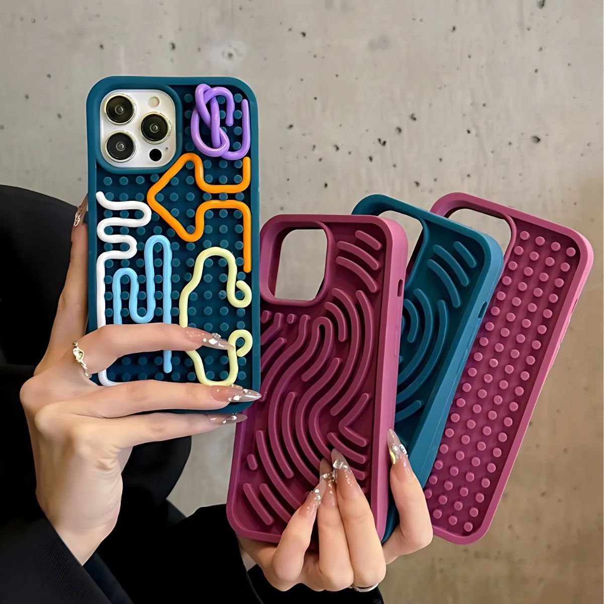 Personalized DIY Puzzle Phone Case – Creative Stress Relief & Decompression Cover for iPhone 12, 13, 14, 15, 16 Pro Max – Teal Green curved twist version shell, iPhone 16