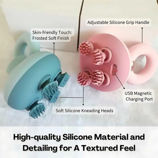 Portable Electric Head Scratcher with Tissue Kneading Nodes for Stress Relief – Lightweight, Wireless, Waterproof, 360° Exercise Grip, One-Button Use Scalp Massager