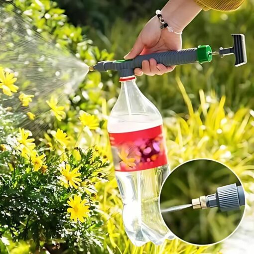 Portable High-Pressure Air Pump with Adjustable Nozzle – Universal Bottle Attachment Garden Sprayer