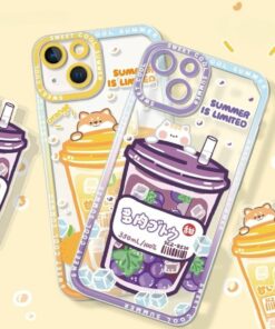 Puppy & Cat Sweet Summer Bubble Drink Phone Case