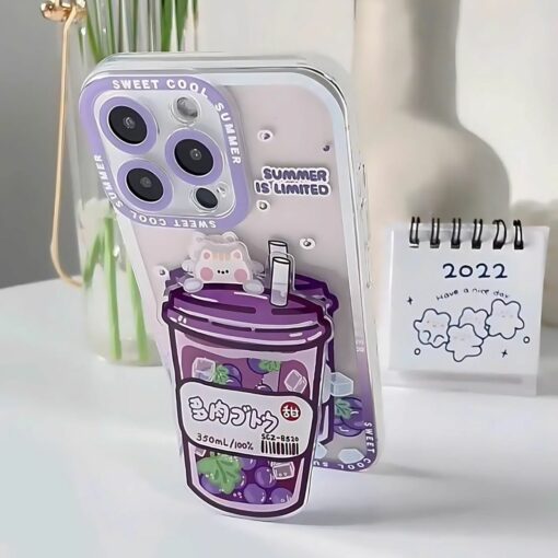 Puppy & Cat Sweet Summer Bubble Drink Phone Case