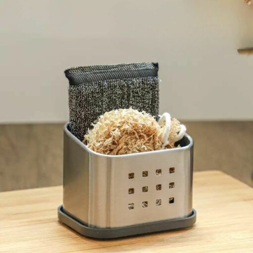 Stainless Steel Dishwashing Rack – Kitchen Sink Storage for Sponges, Cloths & Scrubbers