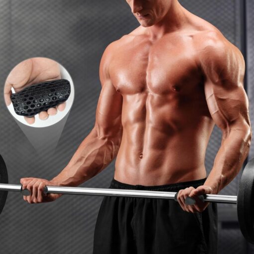 Weight Lifting Grips for Men & Women – Anti-Slip Rubber Gym Pads for Deadlifts, Dumbbells, Pull-Ups & Workout Training – Black