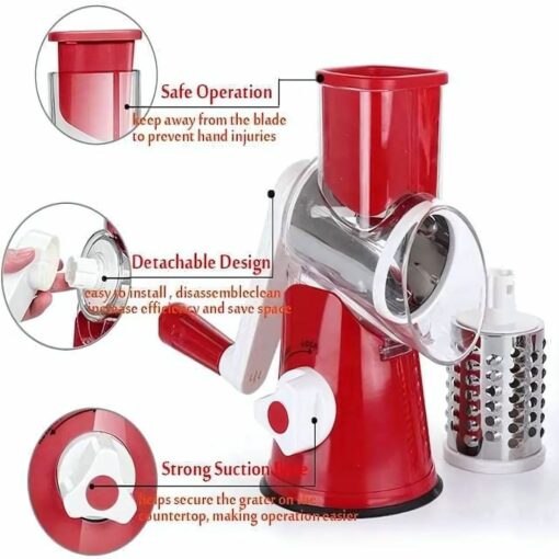 3 Blade Rotary Vegetable Slicer – Multifunction Manual Grater