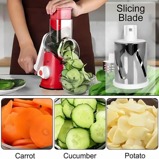 3 Blade Rotary Vegetable Slicer – Multifunction Manual Grater
