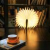 3D Folding LED Book Light – USB Rechargeable Wooden Table Lamp