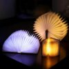 3D Folding LED Book Light – USB Rechargeable Wooden Table Lamp