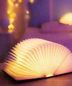 3D Folding LED Book Light – USB Rechargeable Wooden Table Lamp