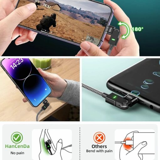 60W Magnetic 4-in-1 Cable – 180° Fast PD for USB-C/iPhone/MacBook/S23 – USB+typec rotating fast charging cable + [Apple magnetic head] – PD60W fast charging / support data transmission]