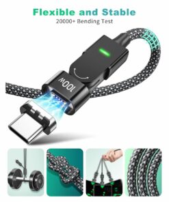 60W Magnetic 4-in-1 Cable – 180° Fast PD for USB-C/iPhone/MacBook/S23 – USB+typec rotating fast charging cable + [Apple magnetic head] – PD60W fast charging / support data transmission]