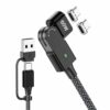 60W Magnetic 4-in-1 Cable – 180° Fast PD for USB-C/iPhone/MacBook/S23 – USB+typec rotating fast charging cable + [Apple magnetic head] – PD60W fast charging / support data transmission]