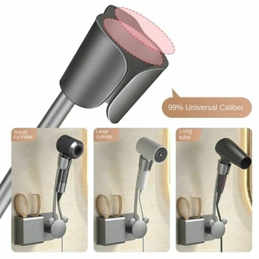Adjustable Wall-Mount Hair Dryer Holder – Hands-Free, No-Drill Storage Rack