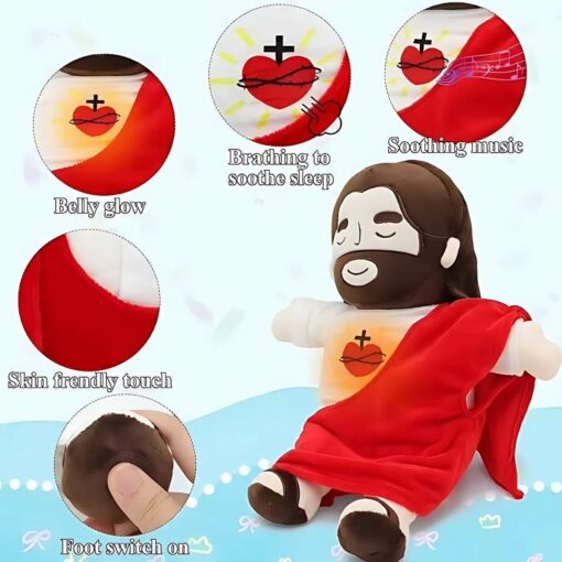 Breathing Jesus Plush Toy – Light & Music Sleep Soother Gift