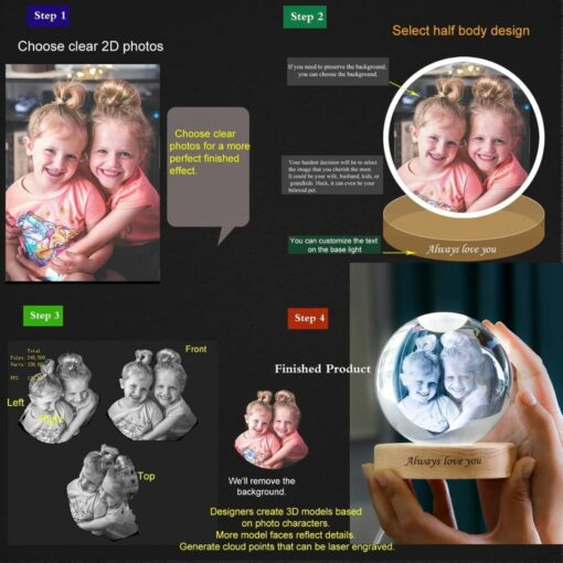 Custom Crystal Photo LED Glow – Cherished Gift for Weddings, Families, and Timeless Memories