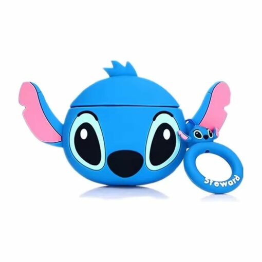Cute Stitch Long Ears AirPods Case – Kawaii Silicone Cover with Key Ring for AirPods 1 2 3 4 Pro Pro 2