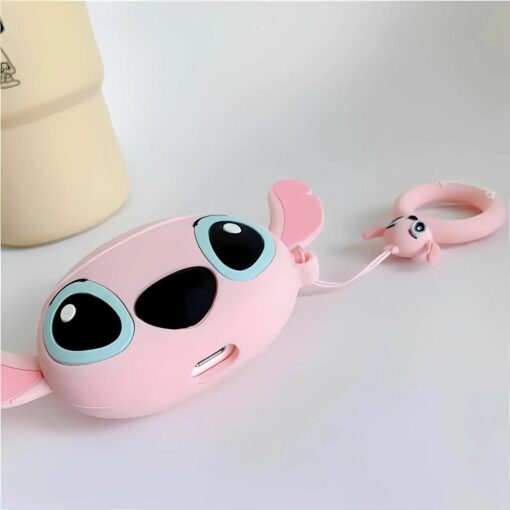 Cute Stitch Long Ears AirPods Case – Kawaii Silicone Cover with Key Ring for AirPods 1 2 3 4 Pro Pro 2