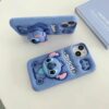 Cute Stitch iPhone Case with Holder – Soft Silicone for 14/15/16 Pro Max