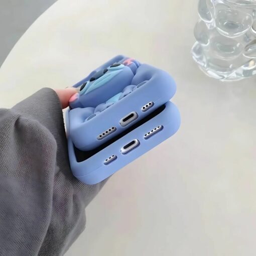 Cute Stitch iPhone Case with Holder – Soft Silicone for 14/15/16 Pro Max