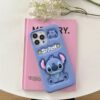 Cute Stitch iPhone Case with Holder – Soft Silicone for 14/15/16 Pro Max