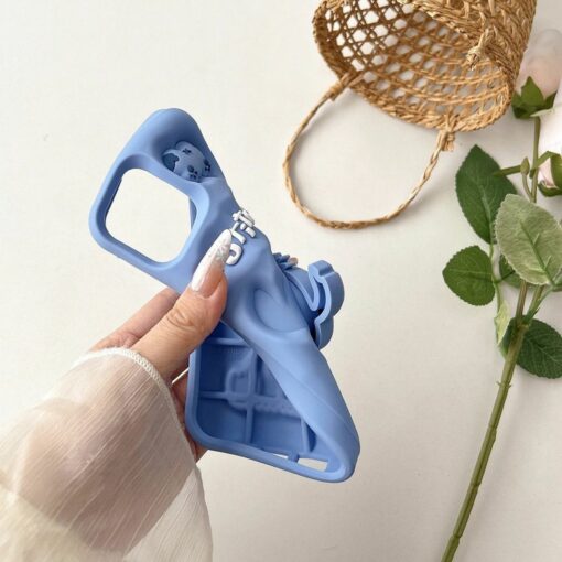 Cute Stitch iPhone Case with Holder – Soft Silicone for 14/15/16 Pro Max