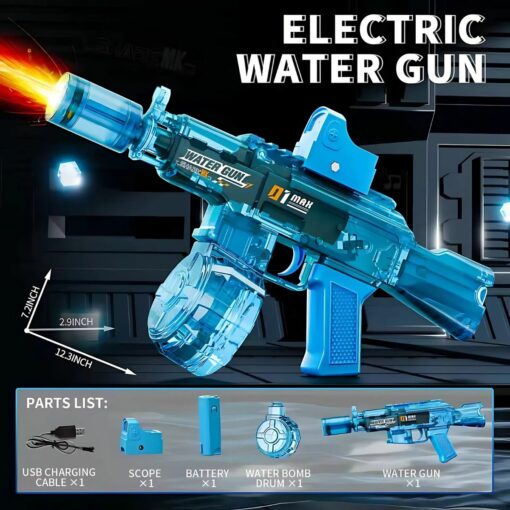 Electric Water Gun AK-Style – Flame Effect, LED Lights, Outdoor Summer Toy