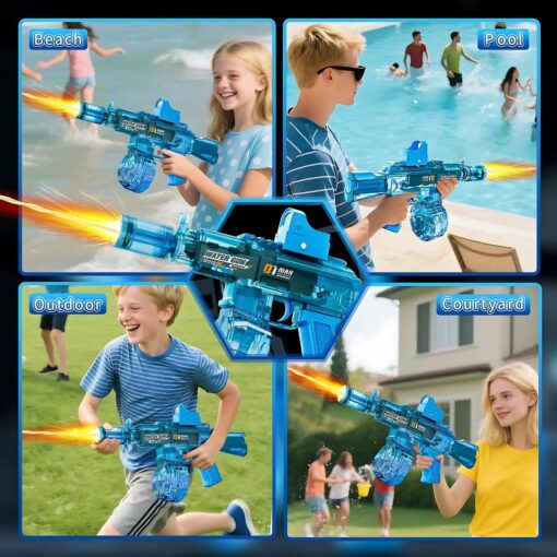 Electric Water Gun AK-Style – Flame Effect, LED Lights, Outdoor Summer Toy