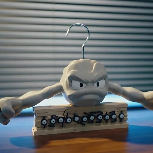 Geodude Pokemon Hanger – Funny & Creative 3D Wall Hook with Extended Arms for Coats, Bags & Room Decor