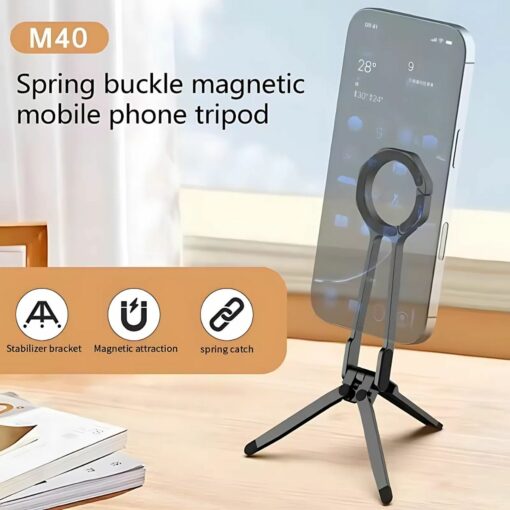 MagSafe Dual-Sided Magnetic Phone Tripod Stand, 360° Rotating – Portable Holder for Travel, Vlog & Live Streaming