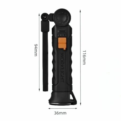 Portable COB LED Work Light – Magnetic Rechargeable Flashlight with Hook, 4 Modes, 360° Folding Design