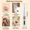 Portable LED Pet Trimmer – For Paws, Face & Ears, Quiet Rechargeable Clipper