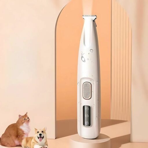 Portable LED Pet Trimmer – For Paws, Face & Ears, Quiet Rechargeable Clipper