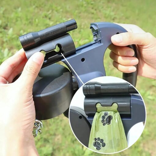 Retractable Dual Dog Leash with LED, 360° No Tangle – 3M Reflective, Dual Brakes for Each Dog