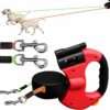 Retractable Dual Dog Leash with LED, 360° No Tangle – 3M Reflective, Dual Brakes for Each Dog