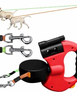 Retractable Dual Dog Leash with LED, 360° No Tangle – 3M Reflective, Dual Brakes for Each Dog