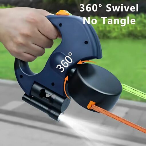 Retractable Dual Dog Leash with LED, 360° No Tangle – 3M Reflective, Dual Brakes for Each Dog