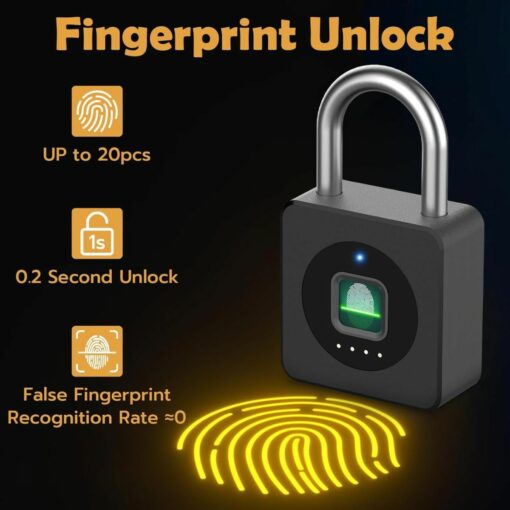 Smart Fingerprint Padlock – Keyless Biometric Lock with App, Waterproof for Gate, Locker & Office