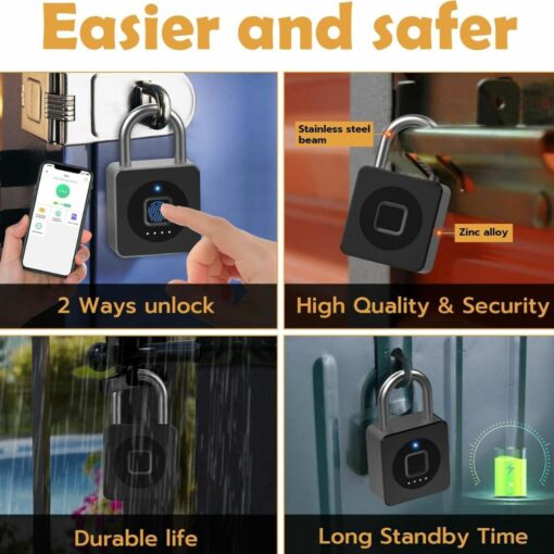 Smart Fingerprint Padlock – Keyless Biometric Lock with App, Waterproof for Gate, Locker & Office